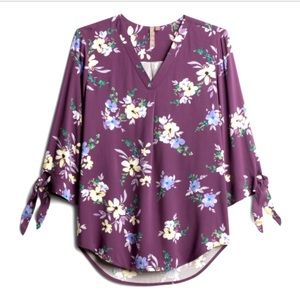 Lemmy 3/4 tie sleeve blouse